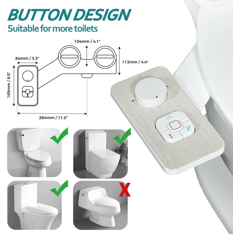 SAMODRA Bidet Attachment, Non-Electric Cold Water Bidet Toilet Seat Attachment with Pressure Controls, Retractable Self-Cleaning Dual Nozzles for Frontal & Rear Wash - Brushed Nickel - Image 3